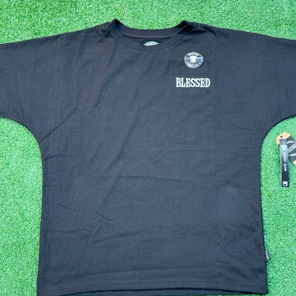 BLESSED T Shirt 3D Puff Print Tee Black Boxy Fit